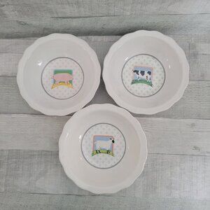 Set Of 3 Vandor Country Farm Animal Plates - Pig Cow & Sheep - 7.5" Diameter
